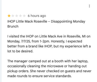 IHOP Google Review IHOP Google Review